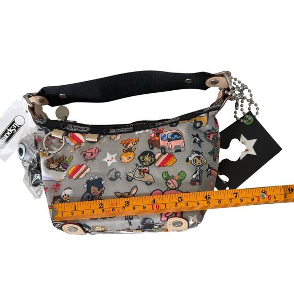 Tokidoki LeSportsac Bambino Bag Retired Print Gray Characters Qee Charm HTF NWT - Picture 11 of 15